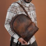 شنطة باك جلد بنى - الصورة 2